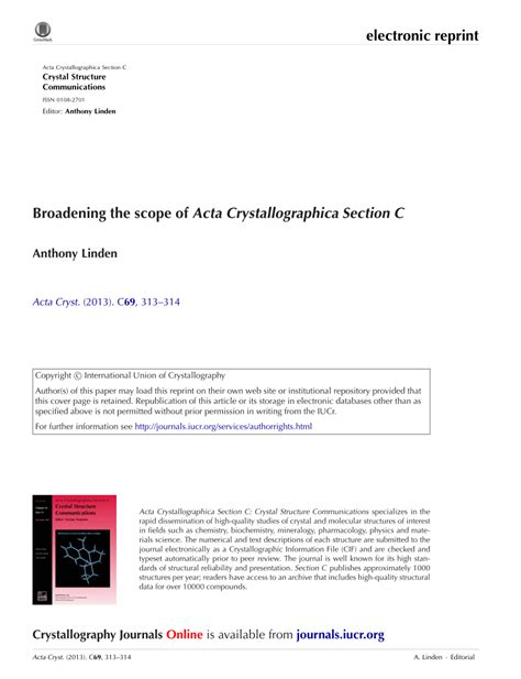 (PDF) Broadening the scope of Acta Crystallographica Section C