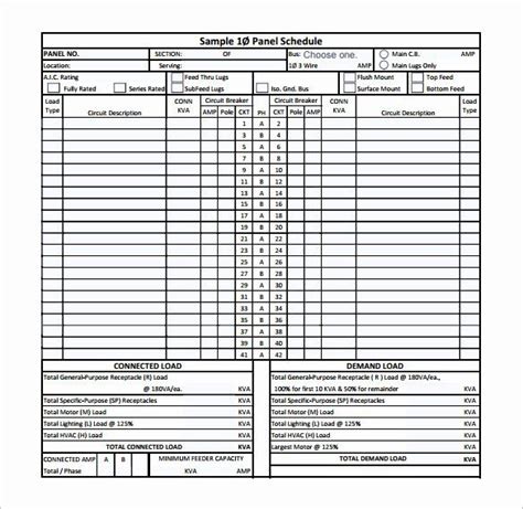 Electrical Panel Schedule Template Excel Database