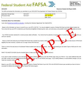 Sample Copy of the FAFSA Student Aid Report – Colleges That Change Lives