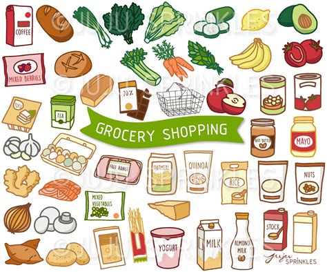 Grocery Clipart Vegetable Clipart Food Illustrations | Etsy