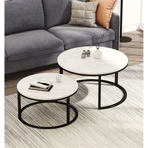 Latitude Run® Modern Nesting Coffee Table Marble Top | Wayfair.ca | Nesting coffee tables, Round ...