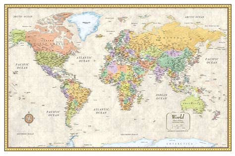 50" x 32" RMC Classic Edition World Wall Map - Laminated - Walmart.com