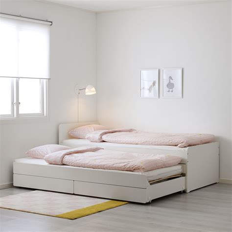 SLÄKT white, Bed with underbed and storage, 90x200 cm - IKEA