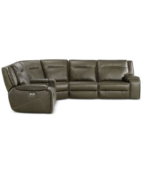 Furniture Hansley 5-Pc. Leather Sectional with 2 Power Recliners, Created for Macy's - Macy's