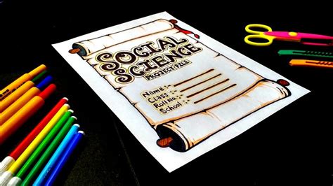 Social Science Project File Front Page Decoration | How to Make Social Science Front Page Design ...