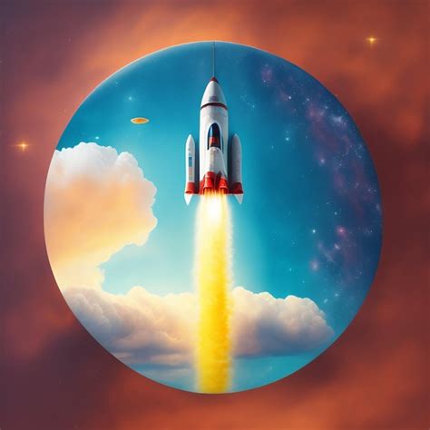 A painting of a rocket taking off from a planet. | AI-generated image