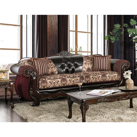 Furniture of America Robertson Traditional Burgundy Sofa - Walmart.com