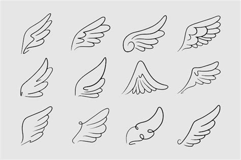 Premium Vector | Sketch angel wings angel feather wing vector illustration