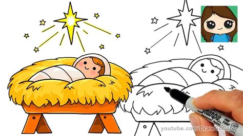 Cartoon Manger Scene - Nativity Jesus Manger Baby Scene Cartoon Mary ...