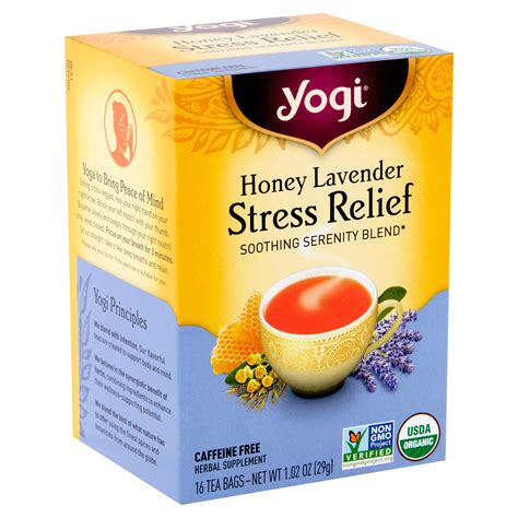 Yogi Honey Lavender Stress Relief Tea Bags, 16 count, 1.02 oz - Walmart.com - Walmart.com