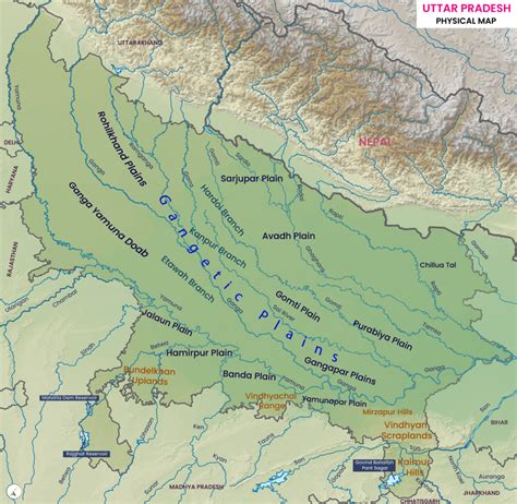 Uttar Pradesh Physical Map - UPSC