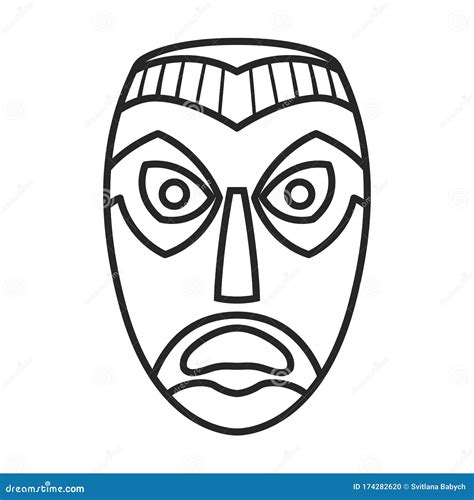 Tribal African Mask Vector Icon.Outline Vector Icon Isolated on White Background Tribal African ...