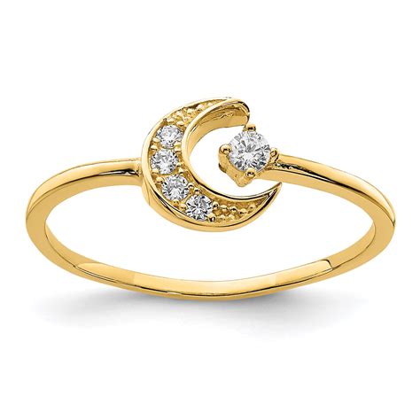 14K Yellow Gold Cubic Zirconia Moon Ring Size 7 - Walmart.com