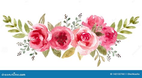 Watercolor Flowers Frame Template Vector Illustration | CartoonDealer ...