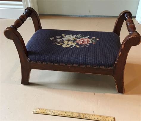 ANTIQUE UPHOLSTERED FOOT STOOL