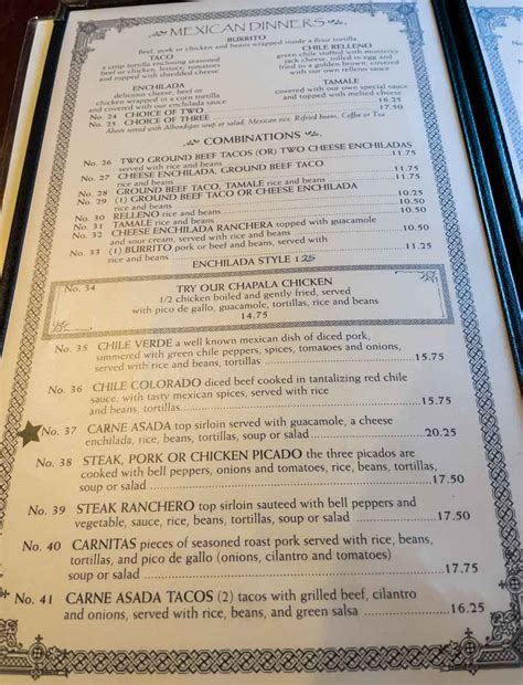 Menu for Chapala Mexican Restaurant (3331 E Tropicana Ave Las Vegas ...