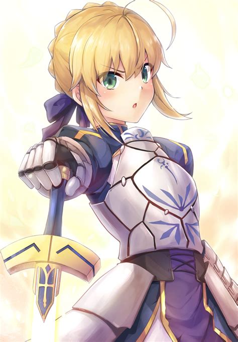 Safebooru - 1girl :o ahoge armor armored dress artoria pendragon (all) bangs blue dress blue ...