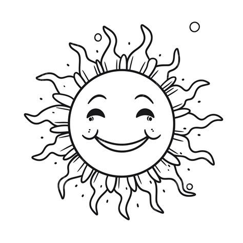 Happy Sun With Smile Coloring Page Outline Sketch Drawing Vector Sun ...