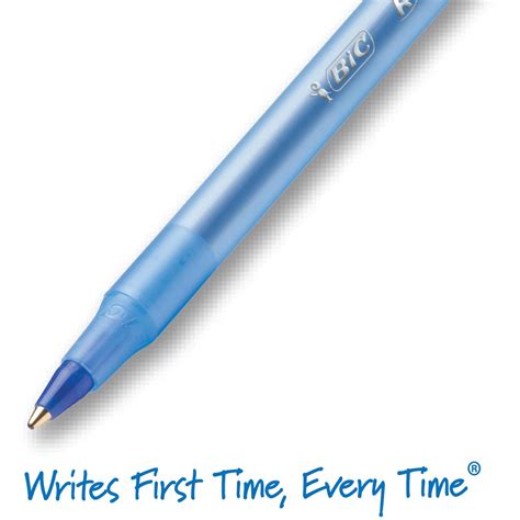 BIC Round Stic Ballpoint Pens - Medium Pen Point - Blue - Blue Barrel ...