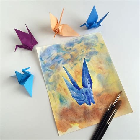 Paper Crane Painting at PaintingValley.com | Explore collection of ...