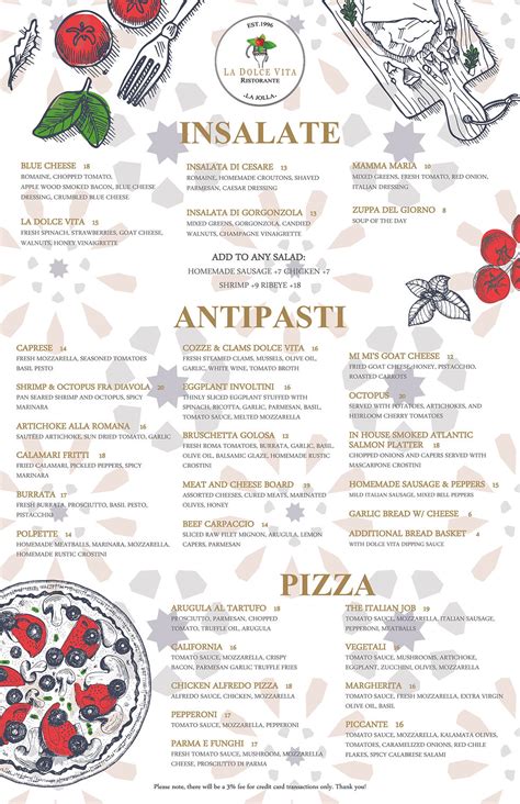 Menus | La Dolce Vita Ristorante