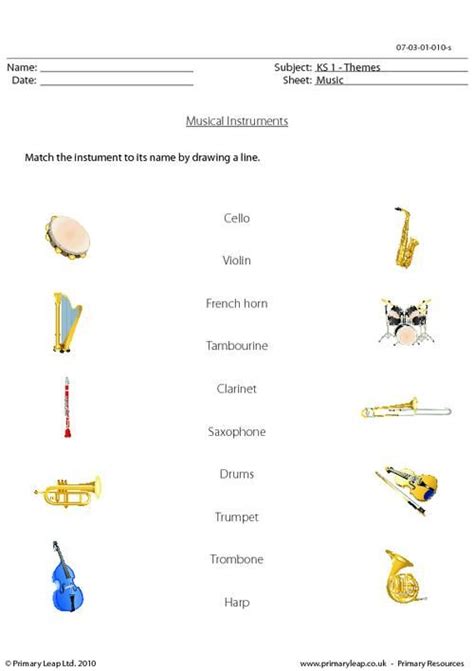 Instruments Of The Orchestra Worksheet