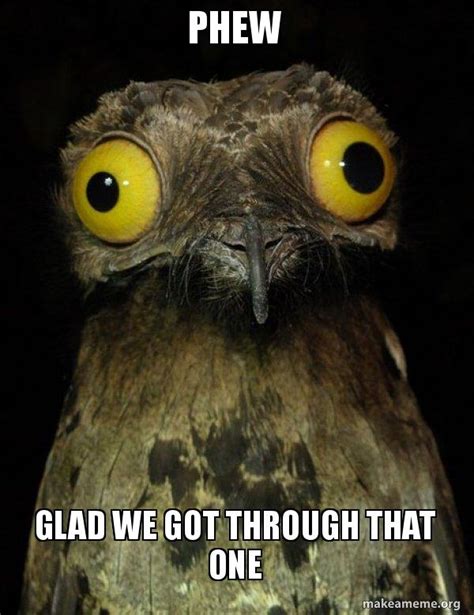 Phew Glad we got through that one - Weird Stuff I do Potoo Meme Generator