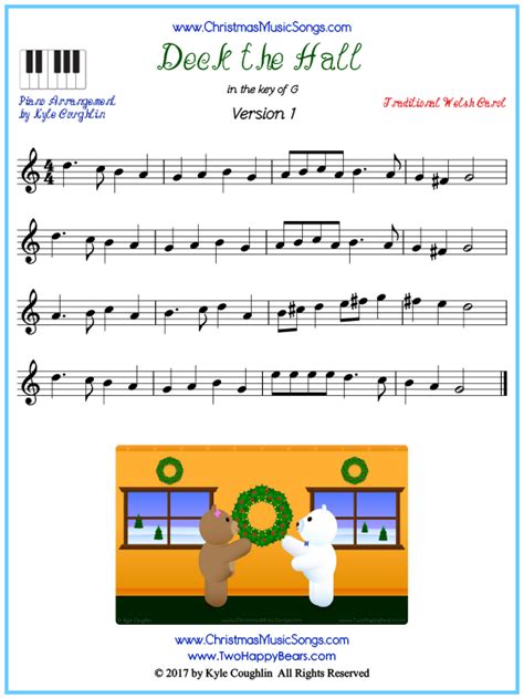 Deck the Halls piano sheet music - free printable PDF | Piano sheet, Sheet music, Piano sheet music