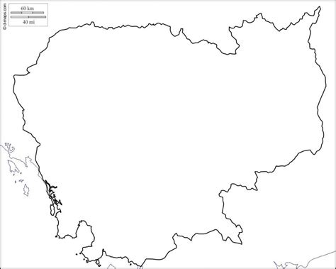 Cambodia map outline - Map of Cambodia outline (South-Eastern Asia - Asia)