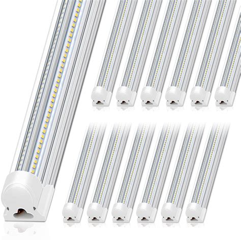 Barrina 8FT LED Shop Light, 100W 15000LM 5000K, Clear Cover Linkable LED Tube Lights, V Shape ...