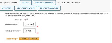 Solved Determine where the function is concave upward and | Chegg.com