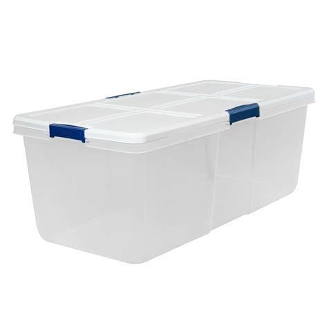 Clear White Modular Storage Bins 100 Qt X-Large Stackable Storage Box W/ Latch - Storag ...