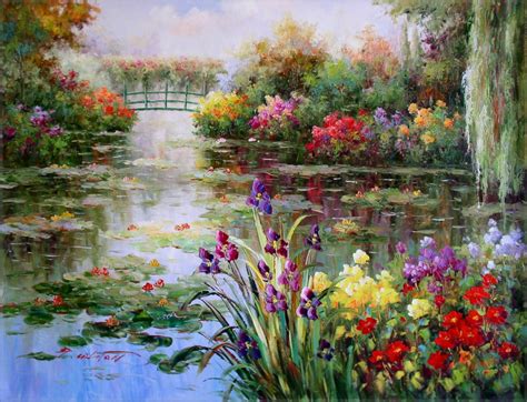 Claude Monet Colorful Water Lily Pond Repro 15 Hand Painted Oil ...