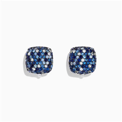 Effy Splash Sterling Silver Blue Sapphire Square Earrings, 3.56 TCW | effyjewelry.com