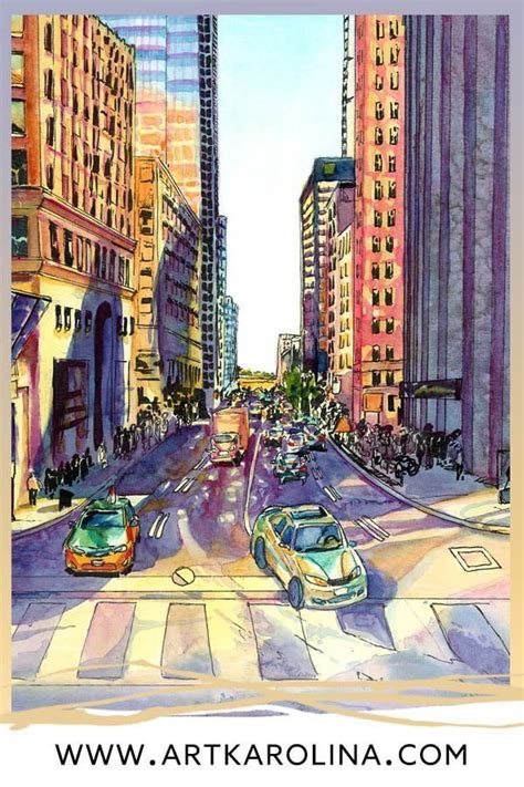 Downtown Toronto Art Prints - Cityscape Painting • artKarolina