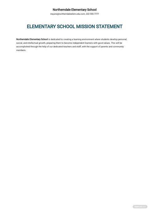 Elementary School Mission Statement Template - Google Docs, Word ...