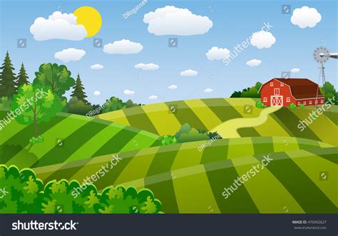 Cartoon Farm Field Green Seeding Field Stock Vector 476992627 ...