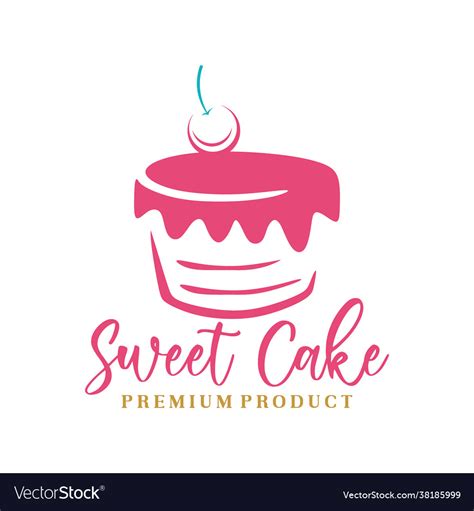 Sweet cake logo cake shop logo design Royalty Free Vector