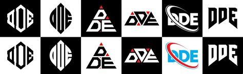 DDE letter logo design in six style. DDE polygon, circle, triangle ...