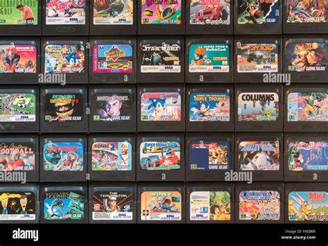 Sega Game Gear videogame cartridges from the 1990s, including Sonic the Hedgehog, Columns, Super ...