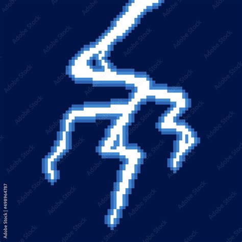 colorful simple vector flat pixel art illustration of cartoon thunder lightning from above Stock ...