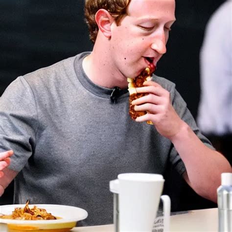 photograph of Mark Zuckerberg eating an extremely | Stable Diffusion