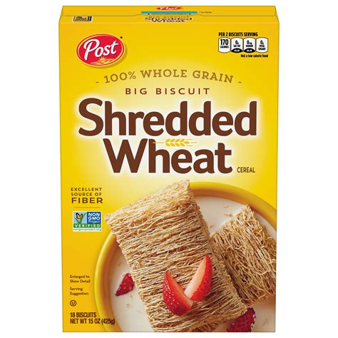 Post Big Biscuit Shredded Wheat, Whole Grain Breakfast Cereal, No Sugar ...