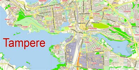 Tampere PDF Map Vector City Plan editable Layered Street Map