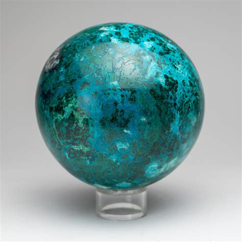 Large Polished Natural Chrysocolla Sphere // Acrylic Display - Astro ...