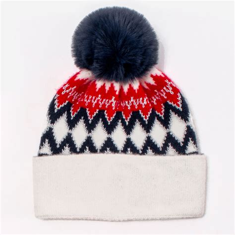 Personalized Faux Fur Pom Pom Knit Beanie