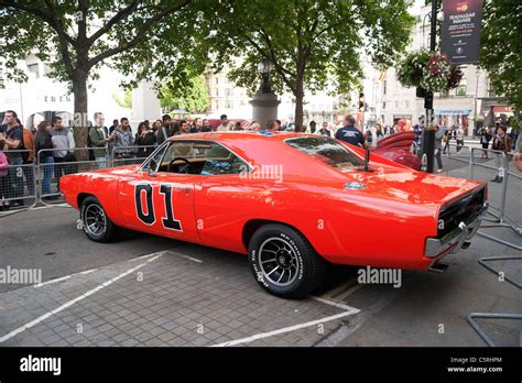 London, UK, General Lee car from The Dukes of Hazzard TV series and movie, in Trafalgar Square ...