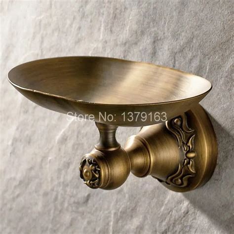 Antique Brass Vintage Retro Beautiful Pattern Wall Mounted Bathroom Accessory Soap Dish Holder ...