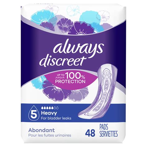 Always Discreet Incontinence Pads for Women, Heavy Absorbency, 48 Count ...