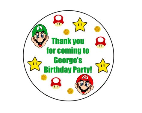 Super Mario Party Stickers, Personalised Stickers, Mario Game Party Bag Sticker, Party Bag ...